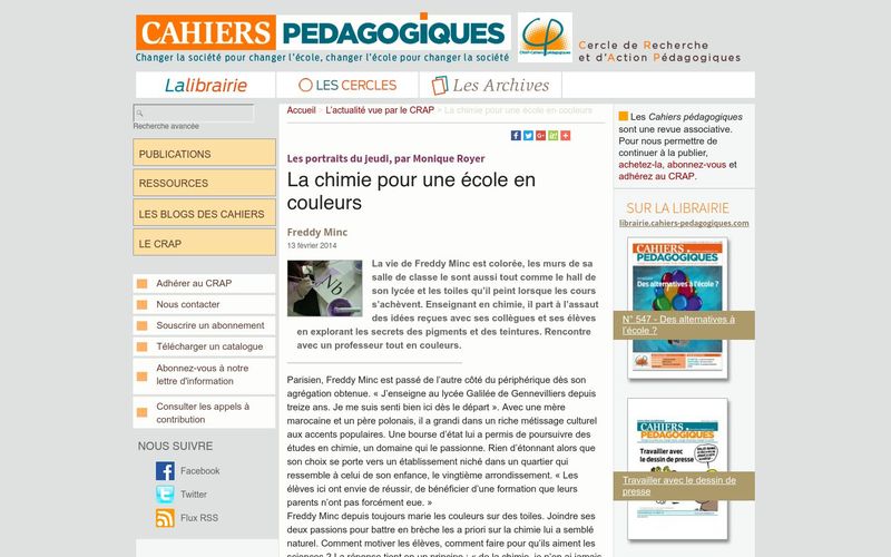 Les Cahiers pédagogiques : la chimie pour une école en couleurs